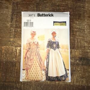 Butterick Sewing Pattern 3071 Costume Historical Early American Dress 6-10 UNCUT
